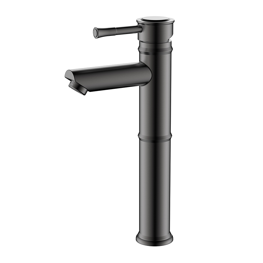 Stainless steel bamboo style gunmetal vessel washbasin faucet