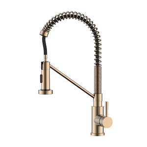 Rose Gold Spring Coil Neck Pull Down Sprayer Kitchen Sink Faucet 