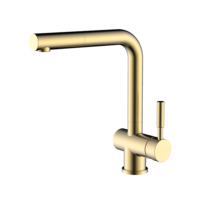 SS Brushed Gold Pull Out Kitchen Faucet