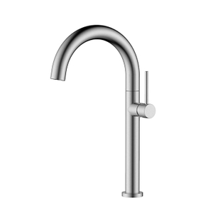 Satin stainless steel gooseneck swivel bathroom basin tap