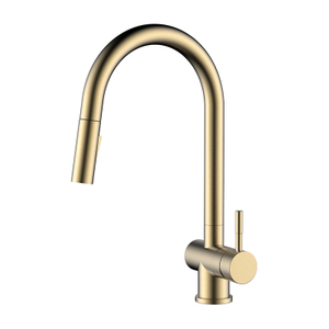 Stainless Steel Brush Gold Island Kitchen Sink Faucet with Sprayer