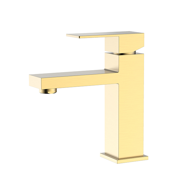 Solid Brush Gold Stainless Steel Bathroom Faucet