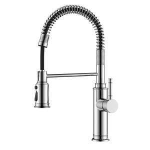 Bamboo style sping coil chrome pull down kitchen faucet