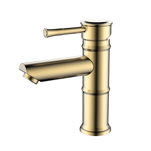 Stainless steel bamboo style brushed gold bathroom faucet