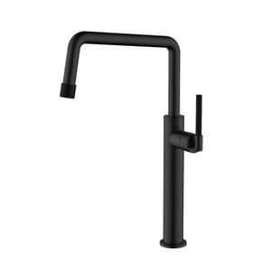 UPC stainless steel matte black vessel basin faucet with knurling handle