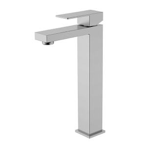 Satin stainless steel vessel sink faucet