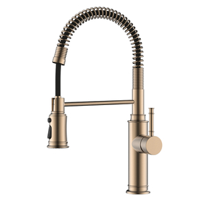 Bamboo style sping coil rose gold pull down kitchen faucet