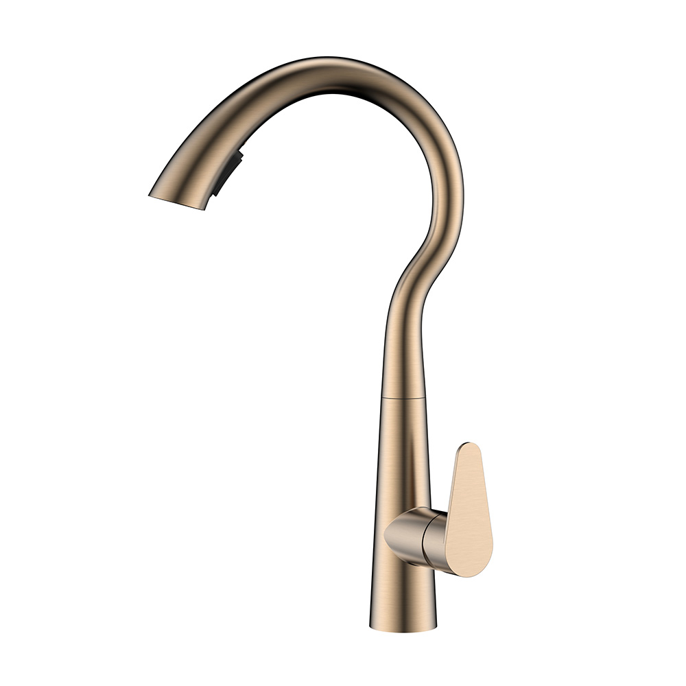 Gooseneck rose gold stainless steel sink mixer for kitchen