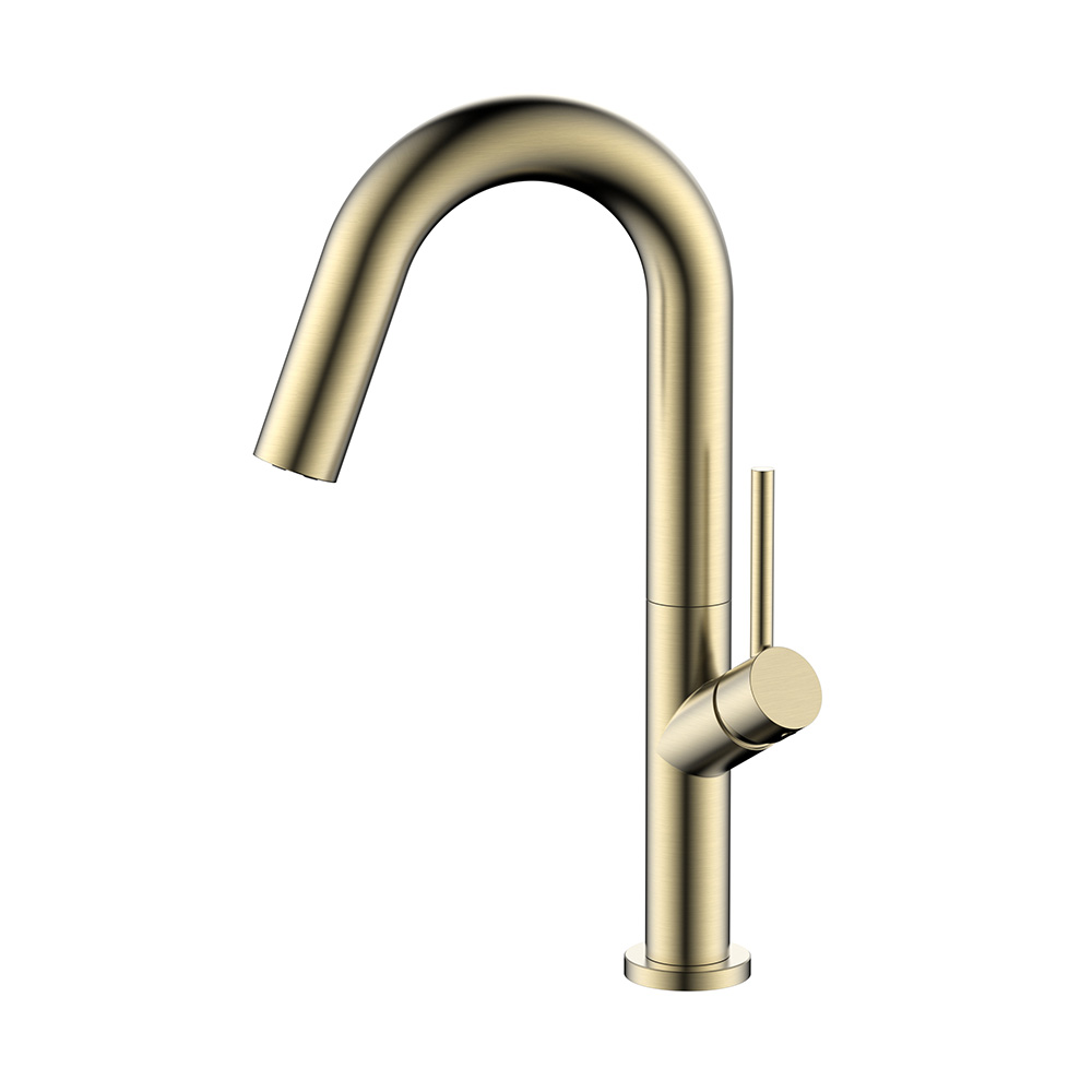 Brushed gold stainless steel single hole kitchen bar faucet