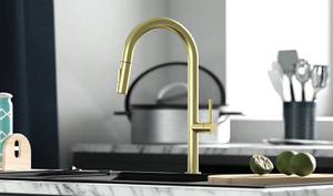 brushed gold finish pull down kitchen faucet - K546 01 30 2 scene
