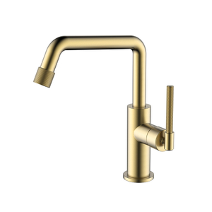 UPC stainless steel brushed gold bathroom faucet with knurling handle