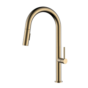 Brush Gold Stainless Steel Pull Down Kitchen Faucet