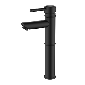 Stainless steel bamboo style matte black vessel washbasin faucet