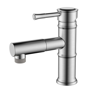 Stainless steel bamboo style satin pull out lavatory faucet