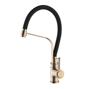 Stainless steel bamboo rose gold pull out kitchen faucet