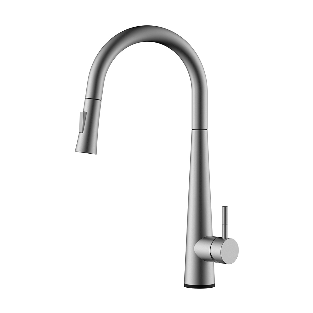Hand touch control brushed steel pull down kitchen faucet with sensor