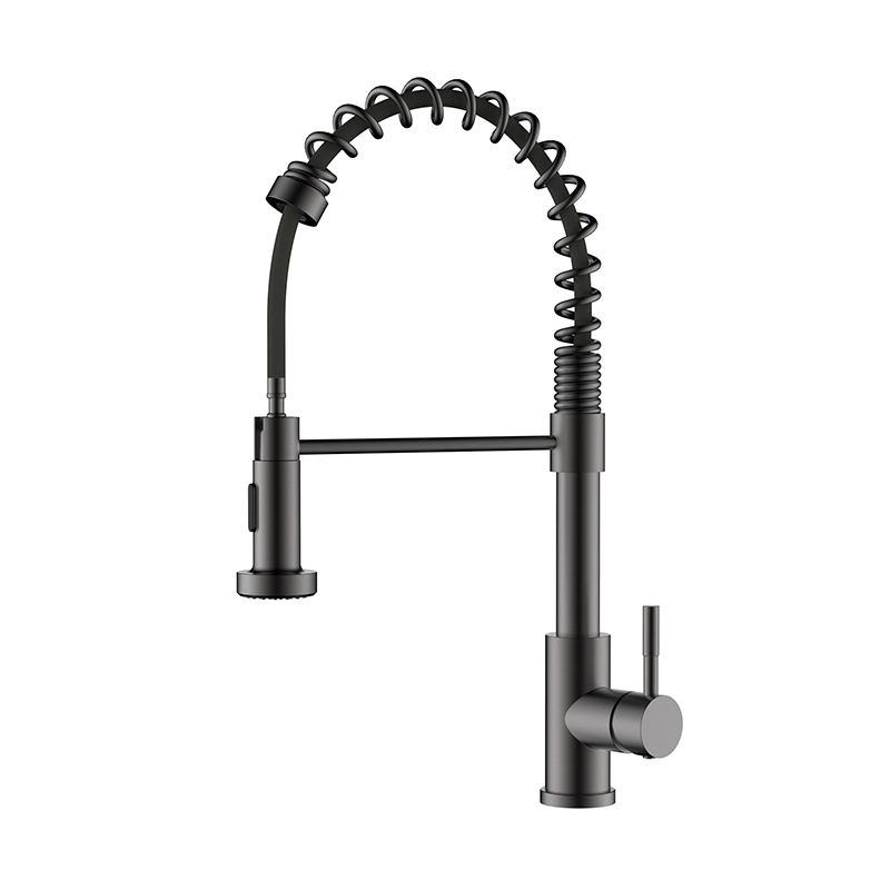 Commercial stainless steel gunmetal pull down kitchen faucet
