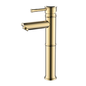 Stainless steel bamboo style brushed gold vessel washbasin faucet