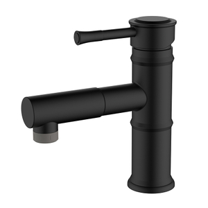 Stainless steel bamboo style matte black pull out lavatory faucet
