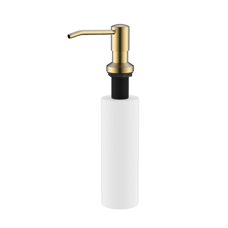 Brush gold under counter liquid soap dispenser for kitchen sink