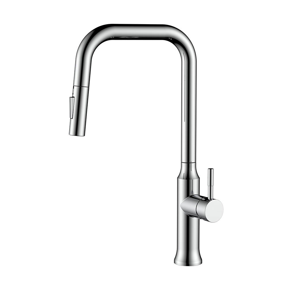 Chrome stainless steel pull down spray kitchen tap