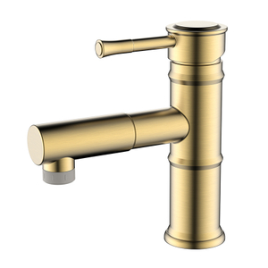 Stainless steel bamboo style brushed gold pull out lavatory faucet