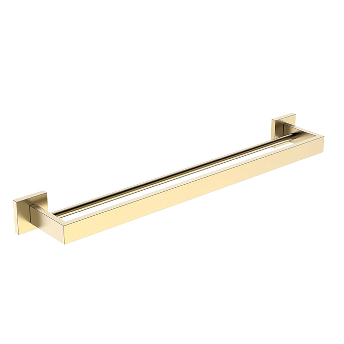 Brush gold double square towel hanging rod