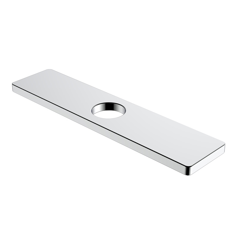 Square chrome deck plate for kitchen sink faucet