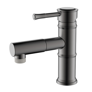 Stainless steel bamboo style gunmetal pull out lavatory faucet